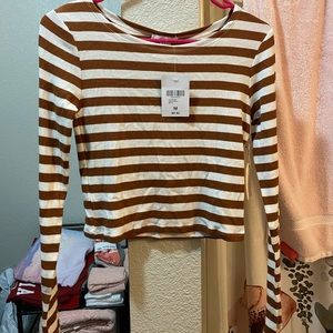forever21 rust and white colored striped crop top